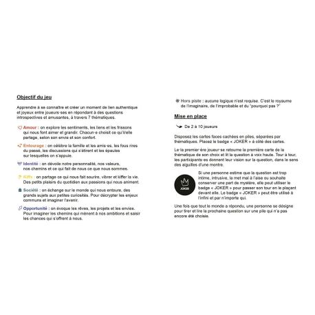 CARTE BLANCHE 350 CARTES + 8 BADGES ET REGLE DU JEU