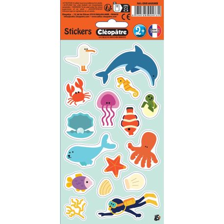 PACK 24 EX MAXI GOMMETTES ANIMAUX DE LA MER ET DES FONDS MARINS