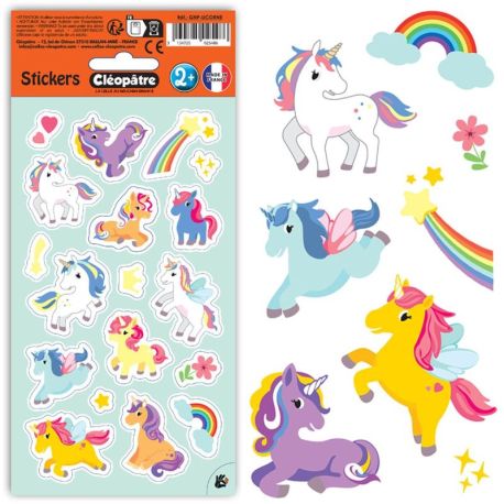 PACK 24 EX GOMMETTES LICORNES SANS EMBALLAGE