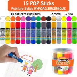 PACK 3 EX BOITE POP STICKS DE COULEUR - PEINTURE SOLIDE HYPOALLERGÉNIQUE