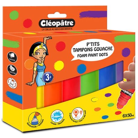PACK 3 EX BOITE 6 P'TITS TAMPONS GOUACHE 50ML