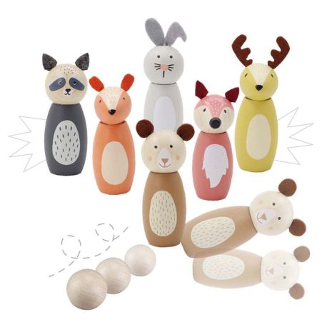 PACK 6 COFFRETS JEU DE QUILLES ANIMAUX DE LA FORET