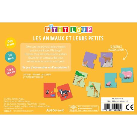 P'TIT LOUP - LES ANIMAUX ET LEURS PETITS - PUZZLE 12 PIECES