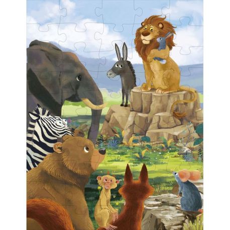 COFFRET 2 PUZZLES FABLES DE LA FONTAINE - 50 PIECES - 20X26CM