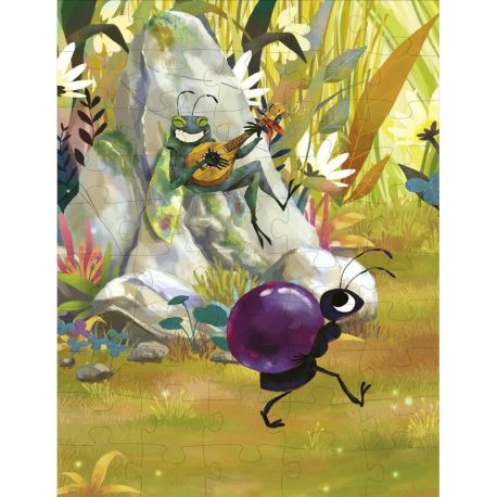 COFFRET 2 PUZZLES FABLES DE LA FONTAINE - 50 PIECES - 20X26CM