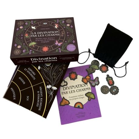 COFFRET LA DIVINATION PAR LES CHARMS - 24 CHARMS+1 PLANCHE DE DIV