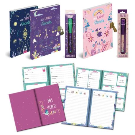 DISPLAY 12 CARNETS A SECRETS ET 12 FEUTRES MAGIQUES A ENCRE INVISIBLE