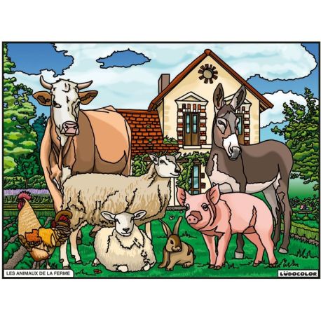 TABLEAU VELOURS - ANIMAUX DE LA FERME
