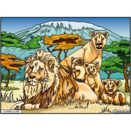 TABLEAU VELOURS - LA FAMILLE LION