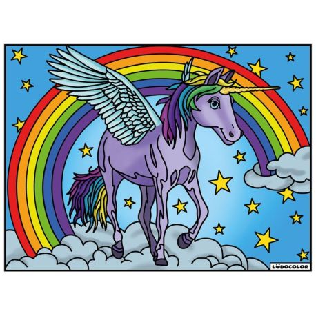 TABLEAU VELOURS - LA LICORNE ARC-EN-CIEL