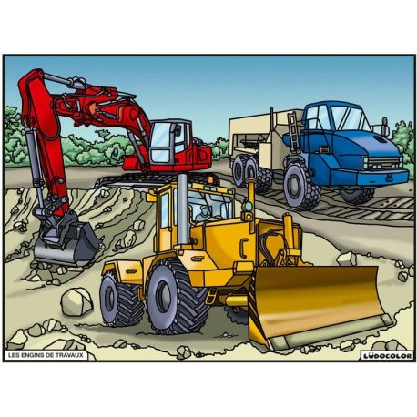 TABLEAU VELOURS - ENGINS DE TRAVAUX