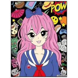 TABLEAU VELOURS - MANGA ECOLIERE