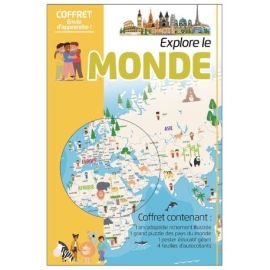 COFFRET ENVIE D'APPRENDRE - EXPLORE LE MONDE - 1 ENCYCLOPEDIE + 1 GRAND PUZZLE + 1 POSTER + 4 FEUILLES D'AUTOCOLLANTS