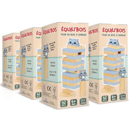PACK 6 EQUILIBOIS - TOUR EN BOIS A EMPILER