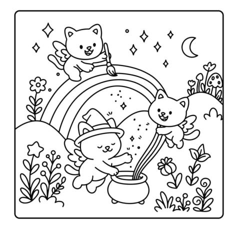 Coloriage cosy : monde magique