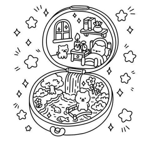 Coloriage cosy : monde magique