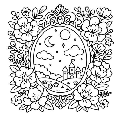 Coloriage cosy : monde magique