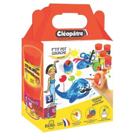 Lot de 6 pots de peinture gouache Néfertari 50 ml