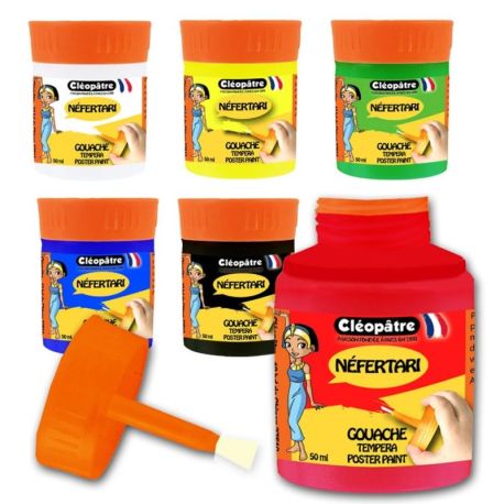 Lot de 6 pots de peinture gouache Néfertari 50 ml
